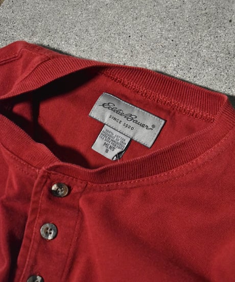 Used Eddie Bauer Long Sleeve Henry Neck Tee Red 04-435