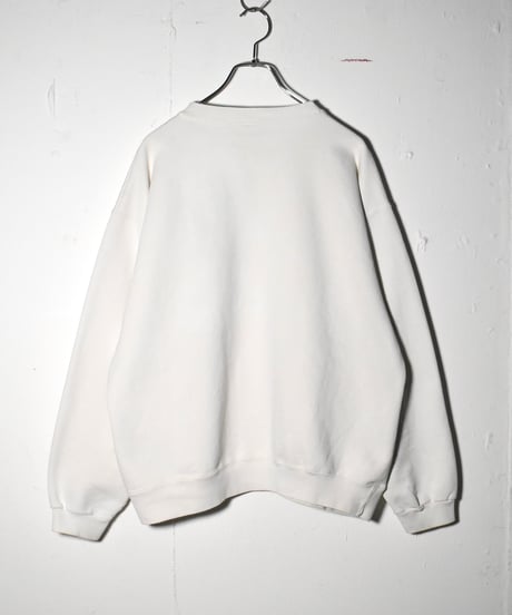 94s Used MAZE Sunflower Design Print Crew Neck Sweat Shirts Cream 04-387