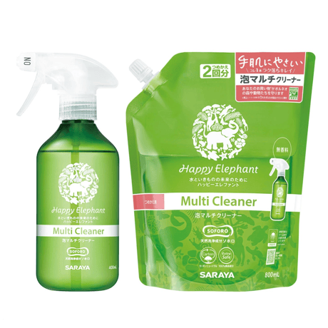 ハッピーエレファント 泡マルチクリーナー 無香料 400mL（本体）/800mL（詰替）