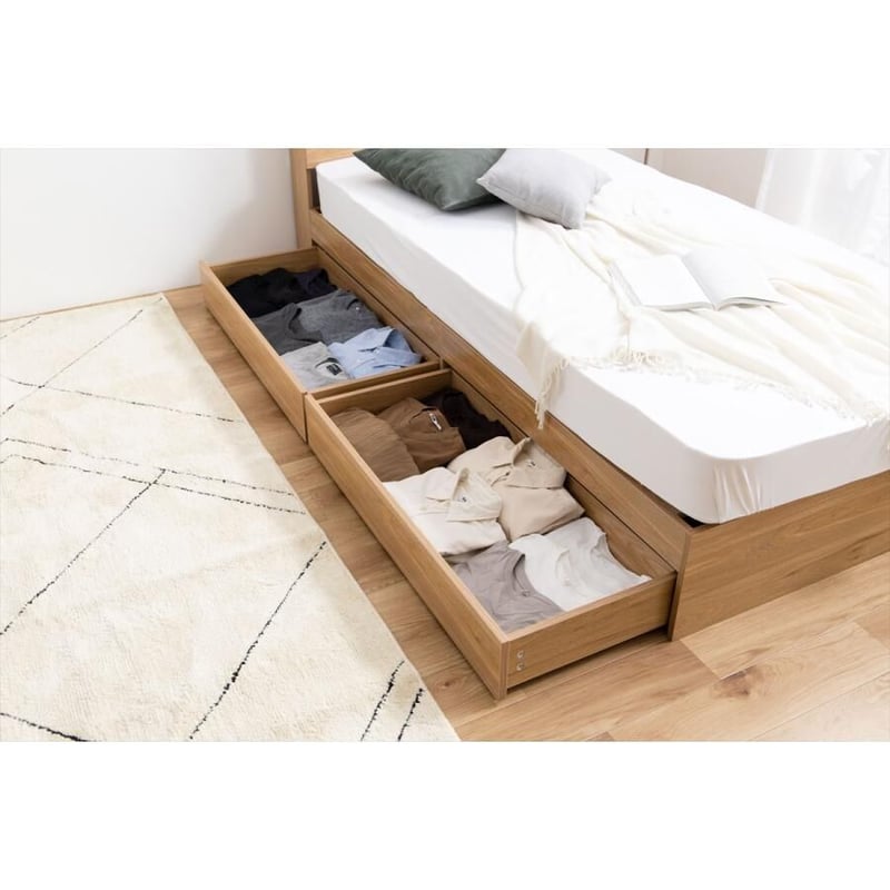 送料無料】【シングル】Pluto 収納付きベッド(マットレス付き) S