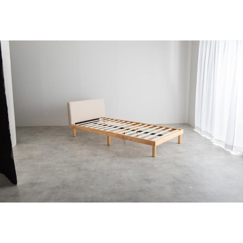 高密度ポケットコイルマットレス付 シングル ファブリックすのこベッド