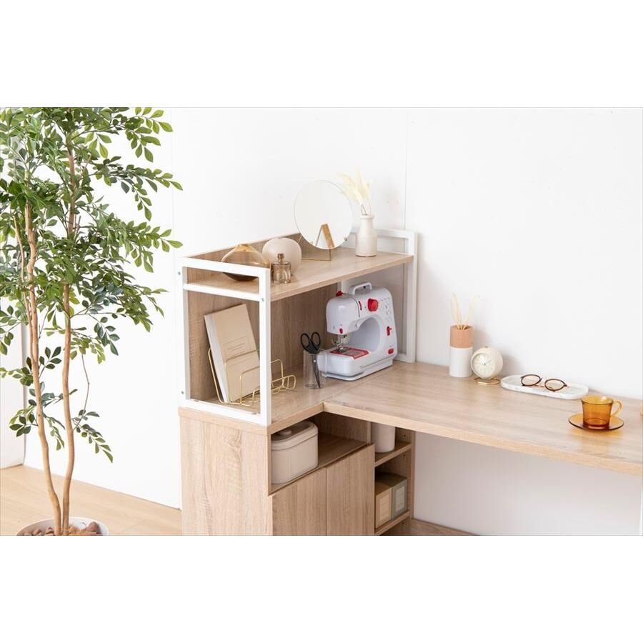 幅120cm】Fine L字収納・棚付きデスク ナチュラル | メイツウEC