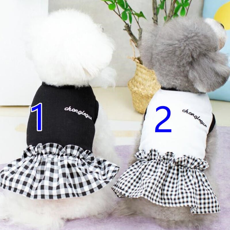春夏新作】小型犬服☆超可愛いペット服☆モノトーン☆ギンガム