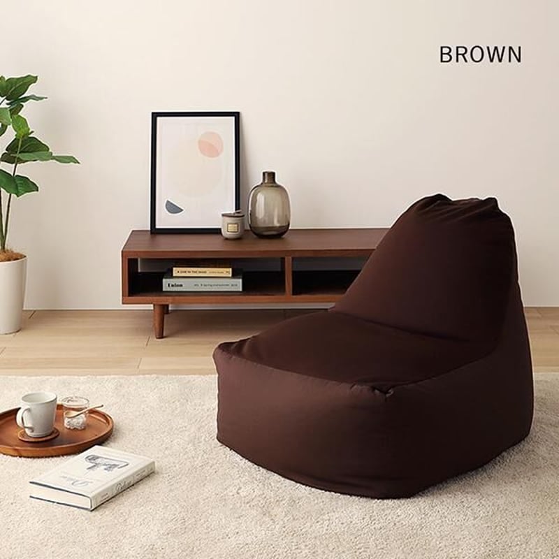 立ち上がりラクな背もたれ付きビーズクッション ソファ+オットマン