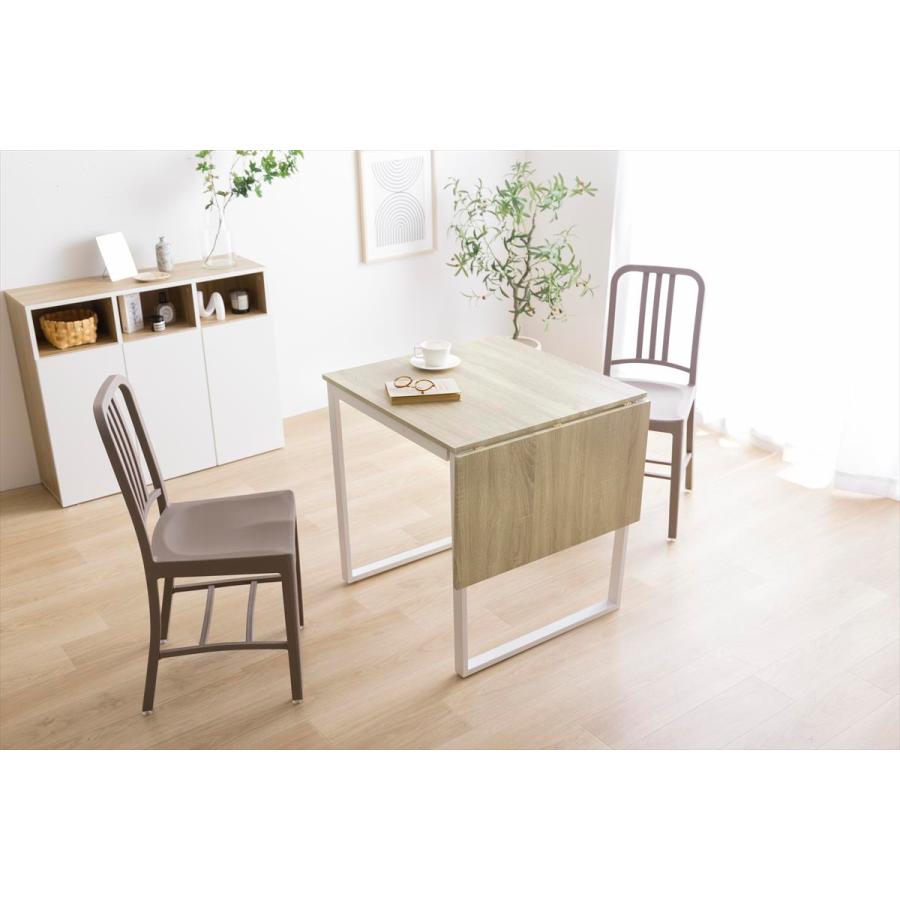 3点セット】Orca 伸縮式ダイニングテーブル+チェア2脚ブラウン