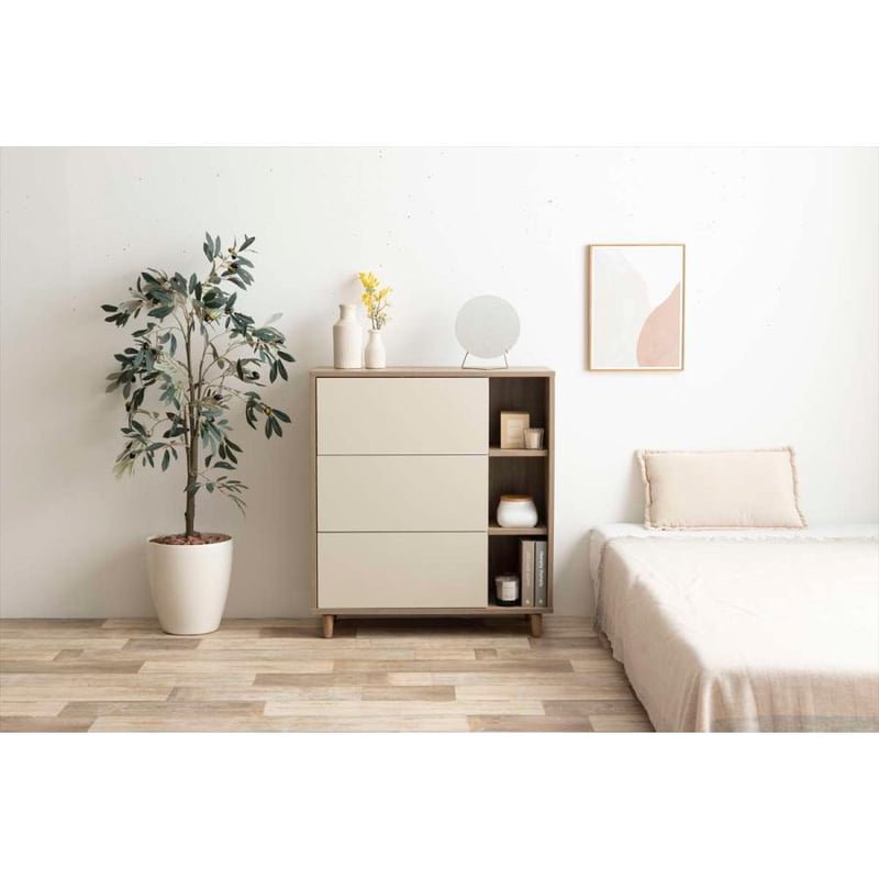 中古】【幅73cm】Erin バイカラー棚付きチェスト 幅73cm】Erin バイ