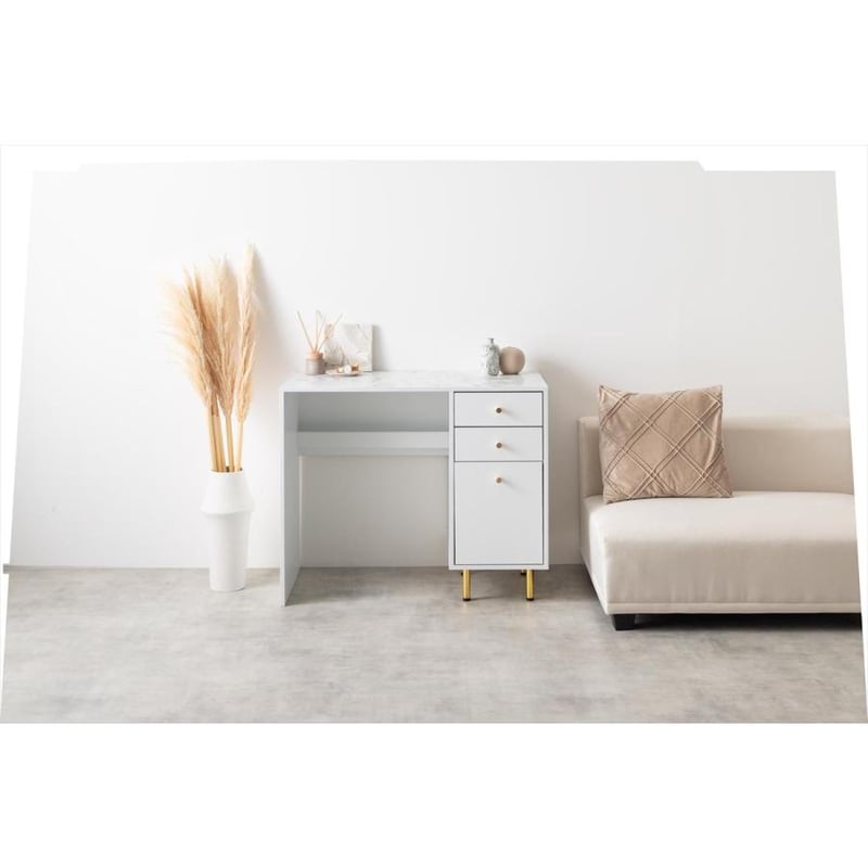 プライムサマーセール】【幅90cm】Camilla 引き出し付きデスク