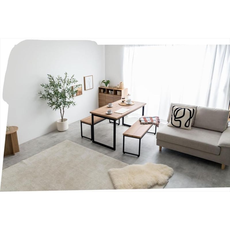 3点セット】Moku 幅110cmダイニングテーブル+ダイニングベンチ2セット