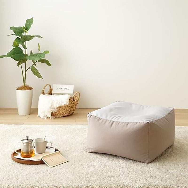 立ち上がりラクな背もたれ付きビーズクッション（オットマン単品