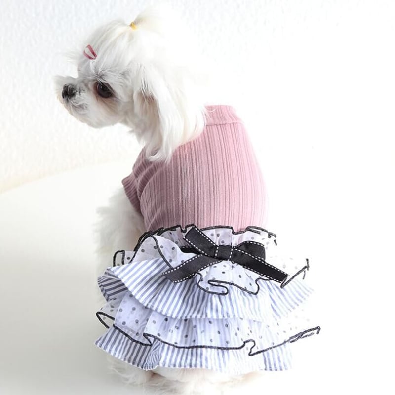 春夏新作 小型犬服☆超可愛いペット服☆レーススカート☆リボン 春夏新作 小型犬服☆超可愛いペット服☆レーススカート☆リボン