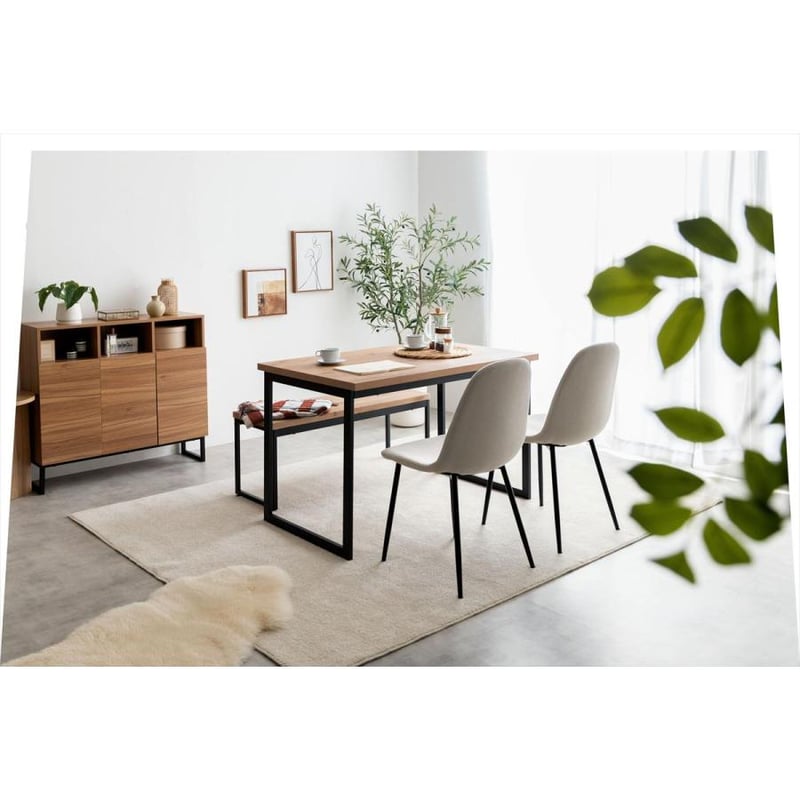 4点セット　Moku幅110cmダイニングテーブル+ダイニングベンチ+チェア2脚 g155004]【幅110cm】Moku ダイニングテーブル ダイニングテーブル