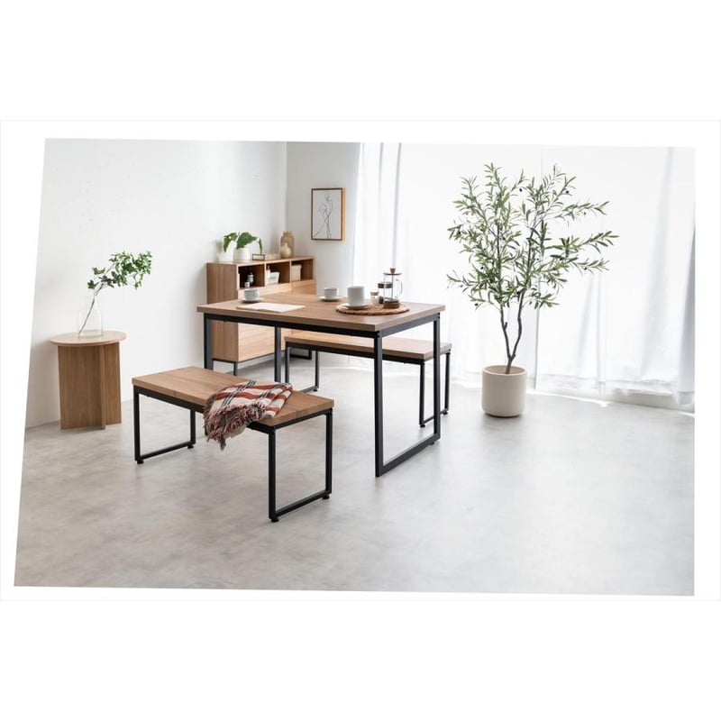 【3点セット】Moku 幅110cmダイニングテーブル+ダイニングベンチ2セット g350037]【3点セット】Moku 幅110cmダイニングテーブル+ダイニング