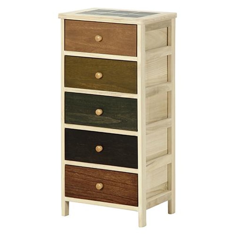 【新品・送料無料】桐製 マルチカラフル5段ボックス シンクエ 2 桐製 マルチカラフル5段ボックス シンクエ 2 | メイツウEC