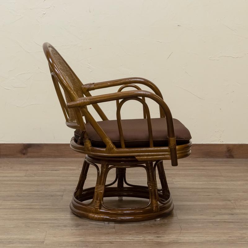 ラタン 回転座椅子 ミドルタイプ BR/HN | メイツウEC