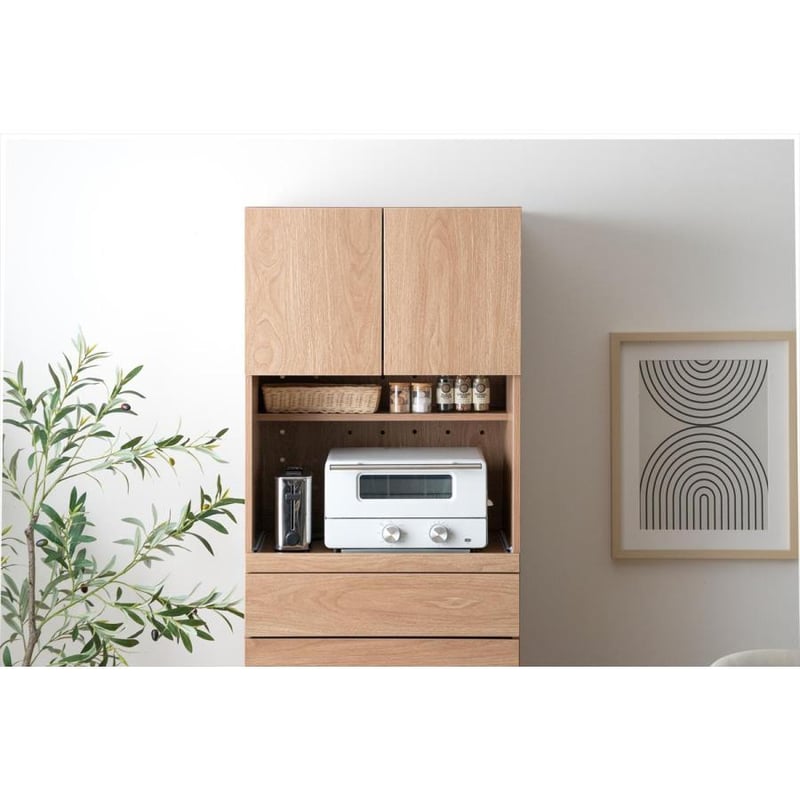 【幅58cm】Keuken ゴミ箱収納付きレンジ台　ナチュラル g138034]【幅58cm】Keuken ゴミ箱収納付きレンジ台 レンジ台 | 家具