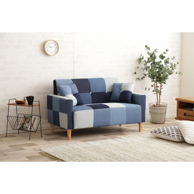 2人掛け デニムパッチワークソファ Sopra 2人掛け デニムパッチワークソファ