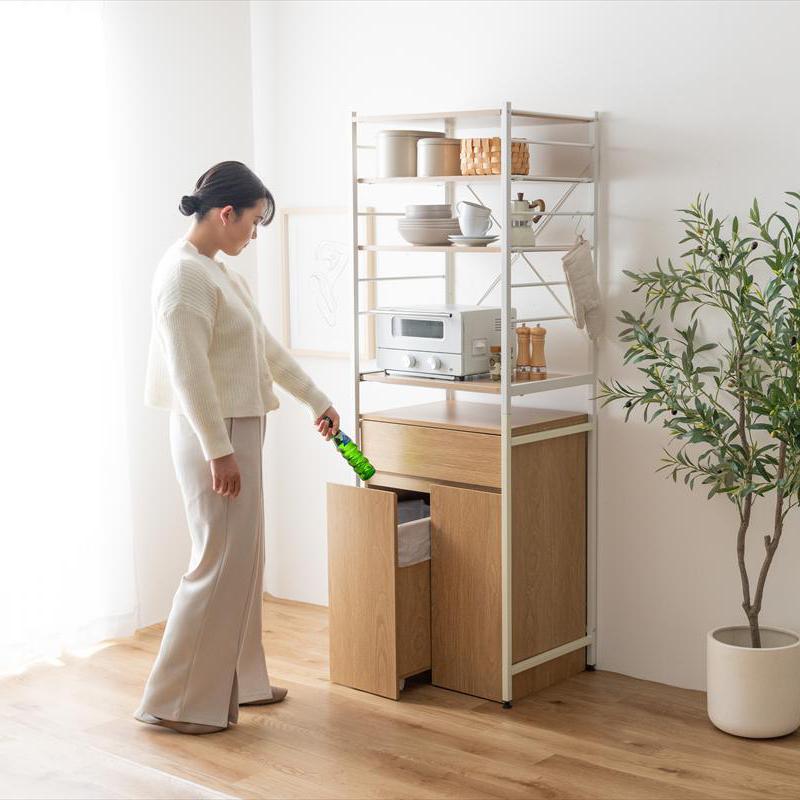 歳末感謝セール】【幅60cm】Basurero ゴミ箱付きキッチンラック