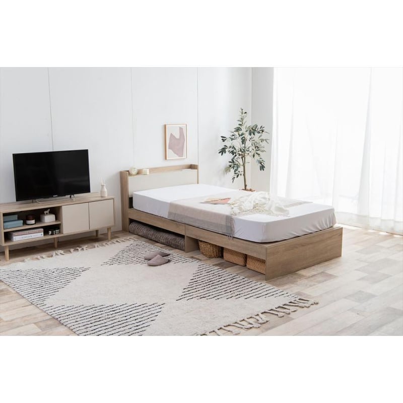 シングル】Erin 宮棚&コンセント付き引き出し収納ベッド