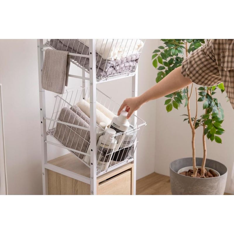 幅32cm】Sally 引き出し付きランドリーバスケット ハイタイプ