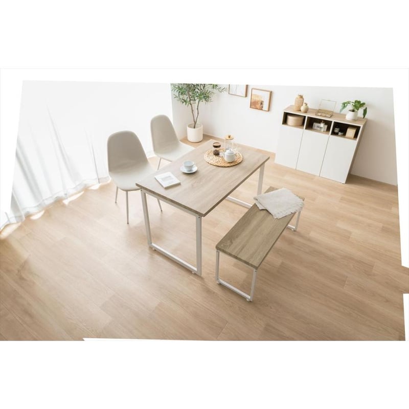 4点セット　Moku幅110cmダイニングテーブル+ダイニングベンチ+チェア2脚 4点セット】Moku 幅110cmダイニングテーブル+ダイニングベンチ+チェア2