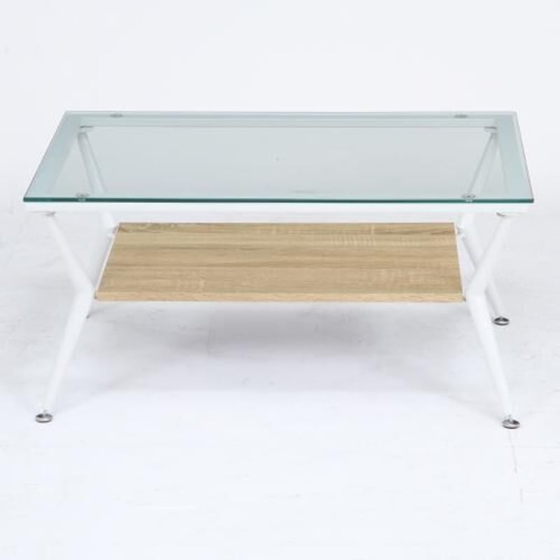 ガラスリビングテーブル クレア 幅80cm ナチュラル | メイツウEC