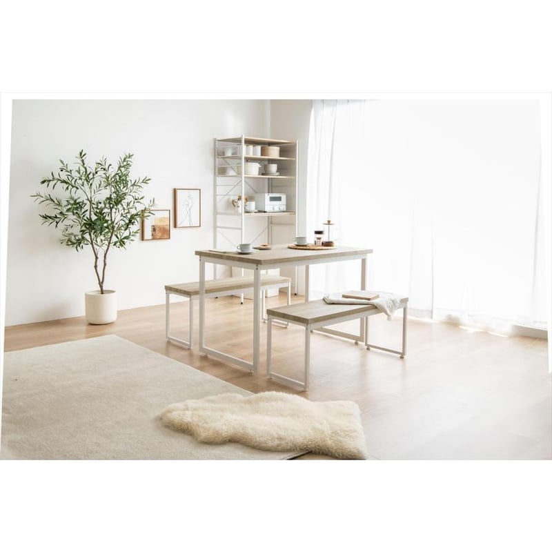 3点セット】Moku 幅110cmダイニングテーブル+ダイニングベンチ2セット