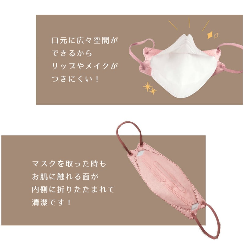 送料無料 リーフマスク モカベージュ 立体マスク ツヤ感 高級感 不織布  