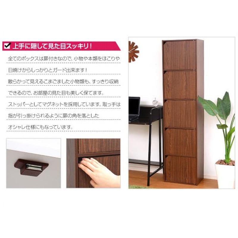 A4サイズ収納OK！扉付きカラーボックス【-5ivox-フィボックス