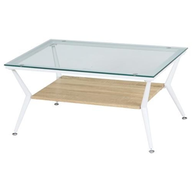 【新品・送料無料】ガラスリビングテーブル クレア 幅80cm ナチュラル ガラスリビングテーブル クレア 幅80cm ナチュラル | メイツウEC
