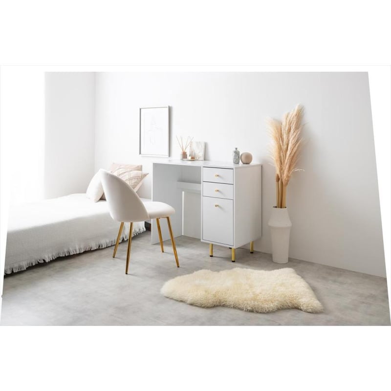 プライムサマーセール】【幅90cm】Camilla 引き出し付きデスク