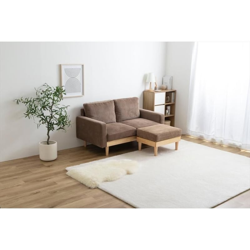 2点セット】Moss 2人掛けコーデュロイソファ1脚+オットマン1脚