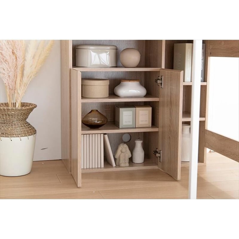 幅120cm】Fine L字収納・棚付きデスク ナチュラル | メイツウEC