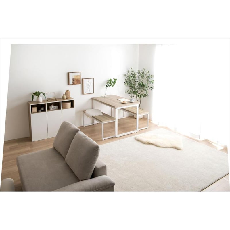 3点セット】Moku 幅110cmダイニングテーブル+ダイニングベンチ2セット