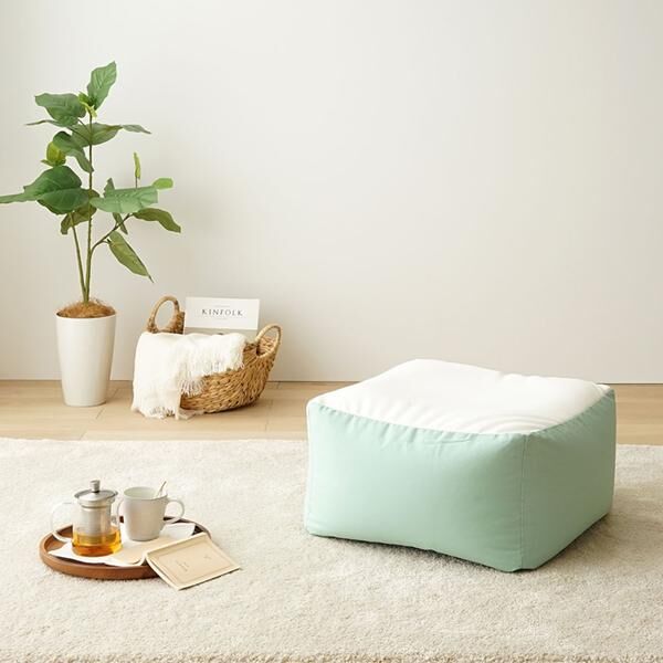 立ち上がりラクな背もたれ付きビーズクッション（オットマン単品