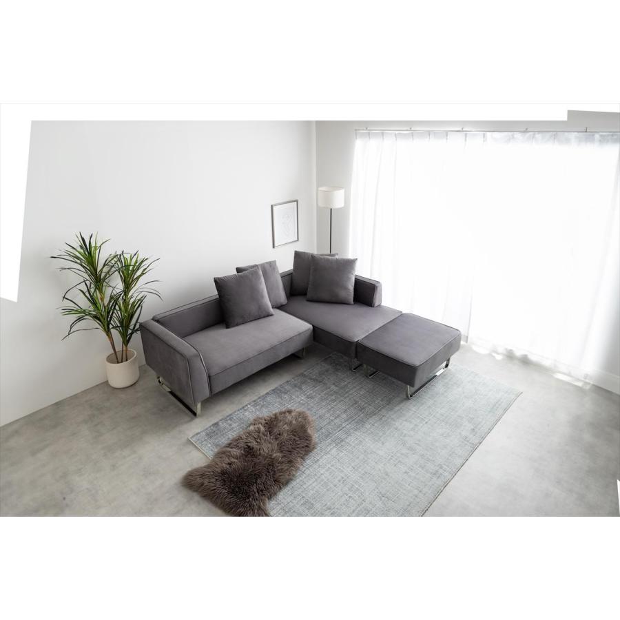 【2点セット】Sommet 2人掛けカウチソファ+オットマン　グレー g146024]【2点セット】Sommet 2人掛けカウチソファ+オットマン 2人掛け