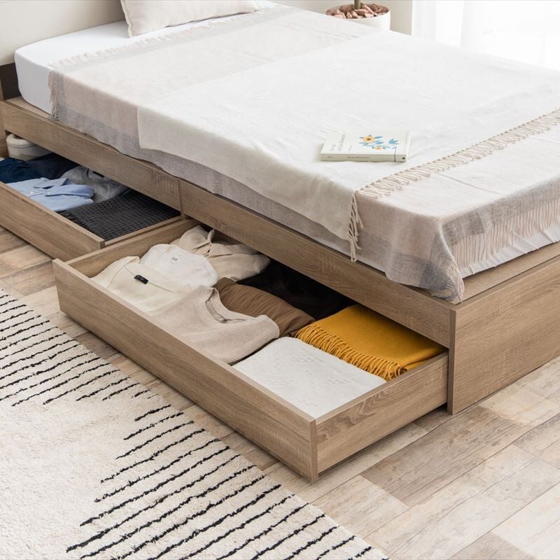 【シングル】Erin 宮棚&コンセント付き引き出し収納ベッド g134018]【シングル】Erin 宮棚&コンセント付き引き出し収納