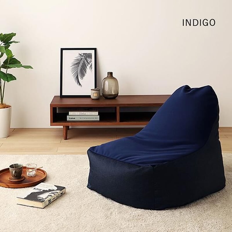 立ち上がりラクな背もたれ付きビーズクッション ソファ+オットマン