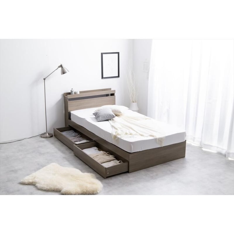 送料無料】【シングル】Pluto 収納付きベッド(マットレス付き) S