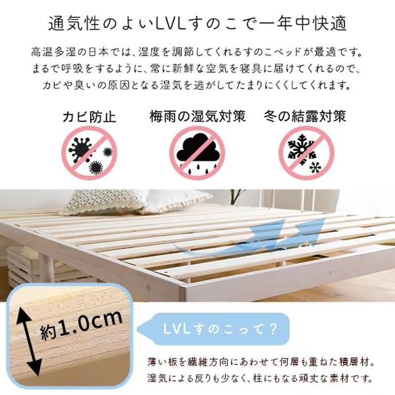 パイン材高さ2段階調整脚付きすのこベッド(ダブル) | メイツウEC