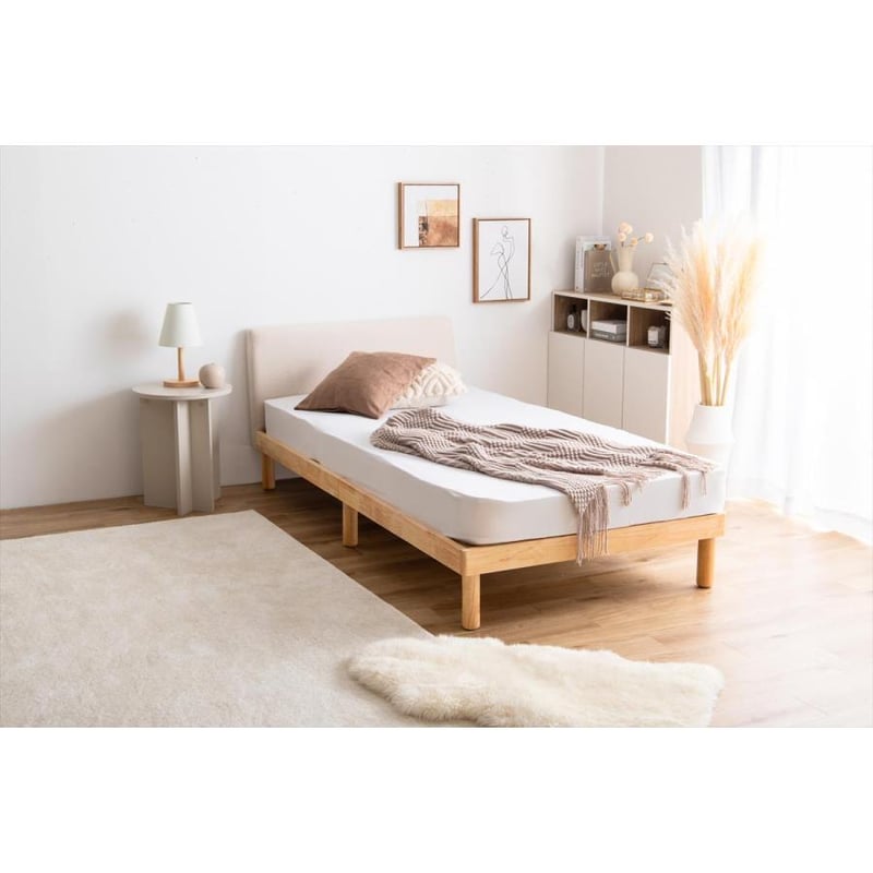 高密度ポケットコイルマットレス付　シングル　ファブリックすのこベッド 高密度ポケットコイルマットレス付 シングル ファブリックすのこベッド