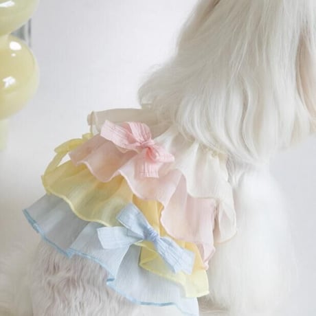 【春夏新作】小型犬服★超可愛いペット服★パステル★フリル