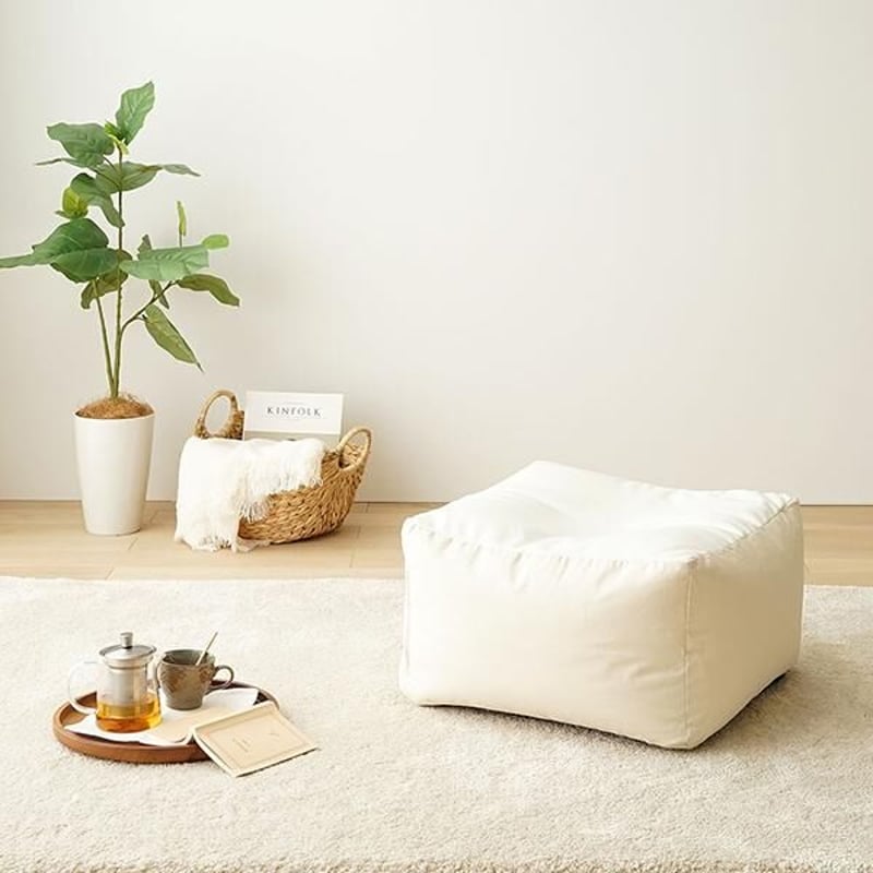 立ち上がりラクな背もたれ付きビーズクッション（オットマン単品