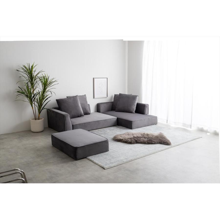 【2点セット】Sommet 2人掛けカウチソファ+オットマン　グレー g146024]【2点セット】Sommet 2人掛けカウチソファ+オットマン 2人掛け