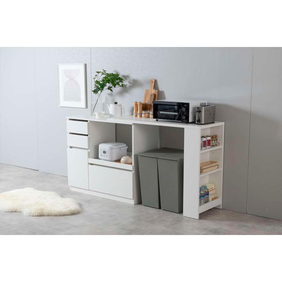 Cyrus(サイラス)☆伸縮スライド台付きキッチンカウンター☆100～154cm 