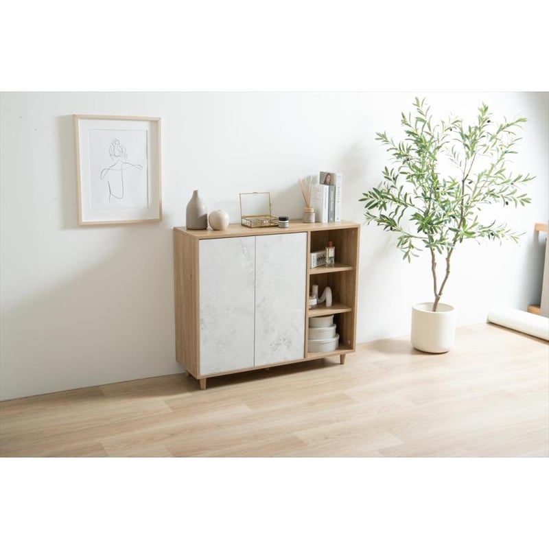 【幅96cm】Tas バイカラーキャビネット g134015]【幅96cm】 Erin バイカラーキャビネット キャビネット