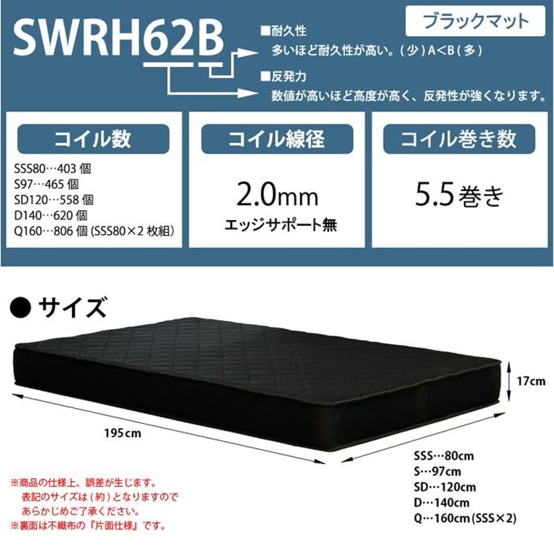 mono【モノ】3Dメッシュ ポケットコイルマットレス ブラック ダブル 