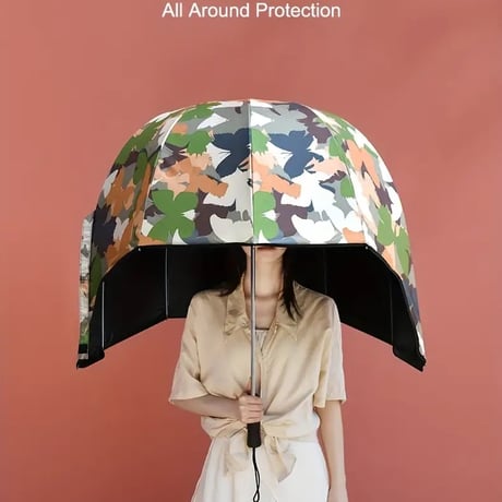 【ゲリラ豪雨・日よけに帽子傘 カジュアルで多機能な傘】クリエイティブヘルメット傘