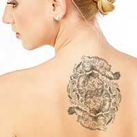 タトゥーシール/猫の絵、イラスト猫雑貨・"花畑でごろにゃん" Cat Tattoo