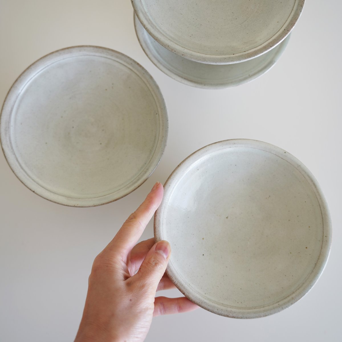 粉引5寸高台皿 | やまいち