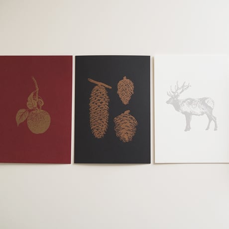 Postcard No.2　Apple / Elk / Pinecones／etohako